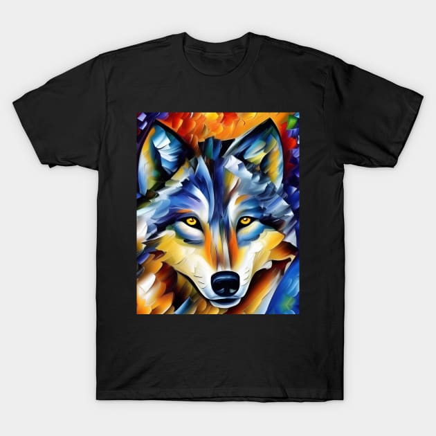 Neo-Impressionistic Wolf Face T-Shirt by Chance Two Designs